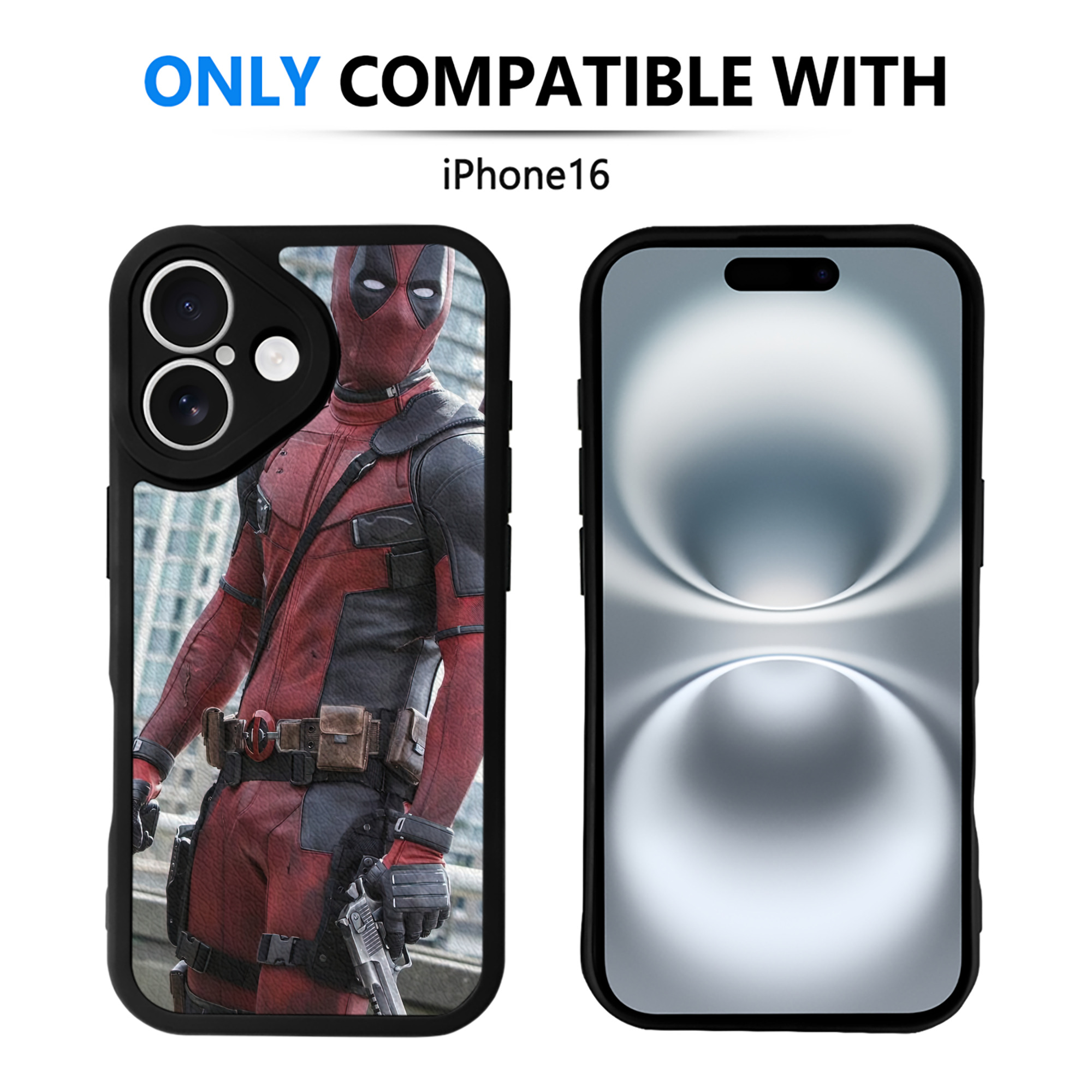 （画像用） Deadpool デッドプール 【iPhone 16シリーズ対応】シリコンスマホケース（レザー調） 材質：シリコン